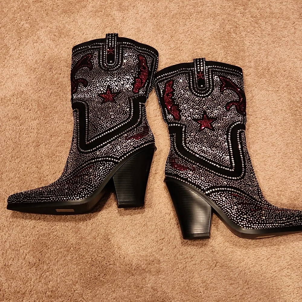 AZALEA WANG HYPE ME UP RHINESTONE CHUNKY HEEL - Picture 7 of 8